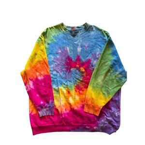 VTG 90s LA Loving Tie Dye Sweatshirt – Made in USA – Waffle Knit Sleeves – XXL